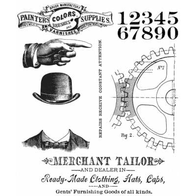 Tim Holtz Cling Mount Stamp Set - Dapper - CMS267