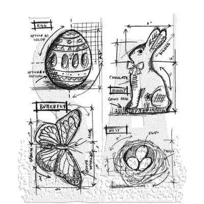 Tim Holtz Cling Mount Stamp Set - Easter Blueprint - CMS144