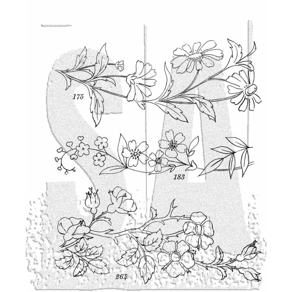 Tim Holtz Cling Mount Stamp Set - Embroidery - CMS486