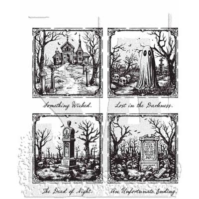 Tim Holtz Cling Mount Stamp Set - Framed Frights - CMS494