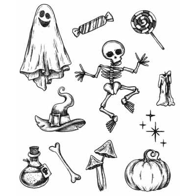 Tim Holtz Cling Mount Stamp Set - Halloween Doodles