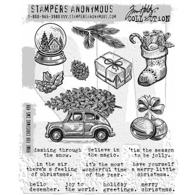 Tim Holtz Cling Mount Stamp Set - Home For Christmas - CMS498