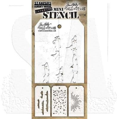 Tim Holtz Mini Layered Stencil Set 3/Pkg - Set #38