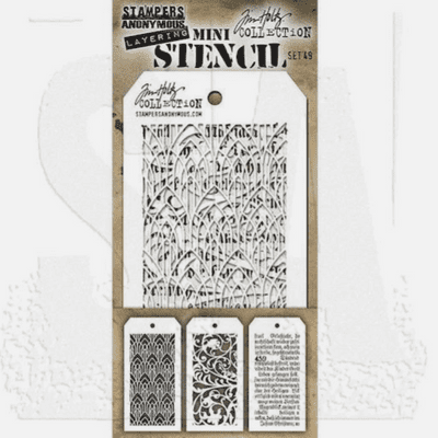 Tim Holtz Mini Layered Stencil Set 3/Pkg - Set #49