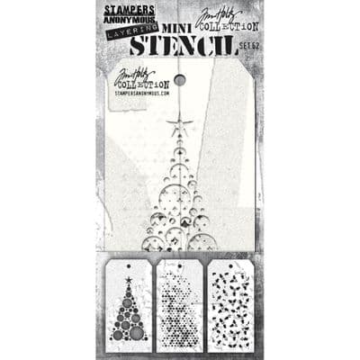 Tim Holtz Mini Layered Stencil Set 3/Pkg - Set #62