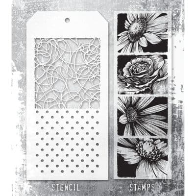 Tim Holtz Mixed Media Stamp and Stencil - Bold Botanicals Set #81