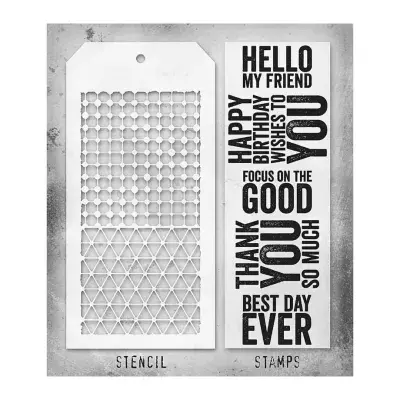 Tim Holtz Mixed Media Stamp and Stencil - Bold Sayings Set #40
