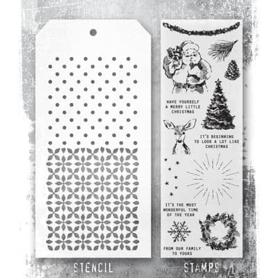 Tim Holtz Mixed Media Stamp and Stencil - Darling Christmas Set #74