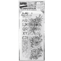 Tim Holtz Mixed Media Stamp and Stencil - Floral Outlines Set #38