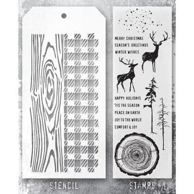 Tim Holtz Mixed Media Stamp and Stencil - Great Outdoors Set #57