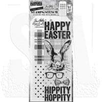 Tim Holtz Mixed Media Stamp and Stencil - Hipster Bunny Set #64