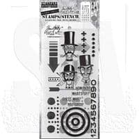 Tim Holtz Mixed Media Stamp and Stencil - Inquisitive Set #39