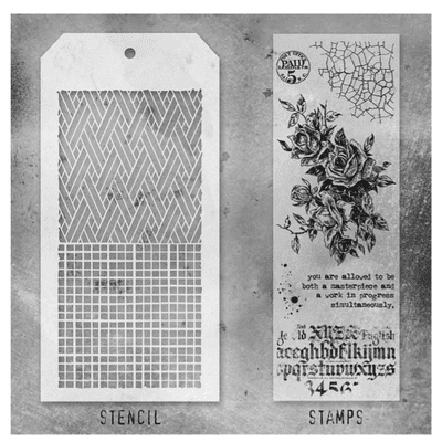 Tim Holtz Mixed Media Stamp and Stencil - Lady Rose Set #19