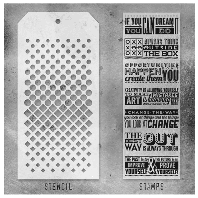 Tim Holtz Mixed Media Stamp and Stencil - Motivation Set #17