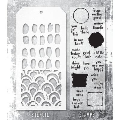 Tim Holtz Mixed Media Stamp and Stencil - Note Quotes Set #84