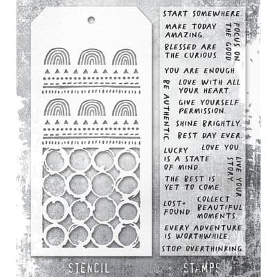 Tim Holtz Mixed Media Stamp and Stencil - Noteworthy 2 Set #62