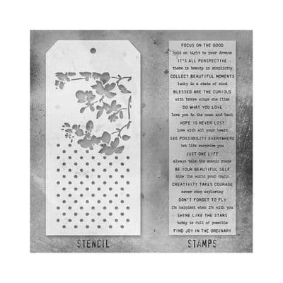 Tim Holtz Mixed Media Stamp and Stencil - Noteworthy Set #13