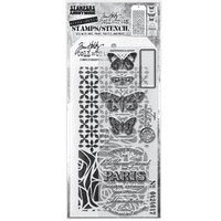 Tim Holtz Mixed Media Stamp and Stencil - Papillion Set #20