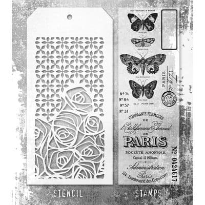 Tim Holtz Mixed Media Stamp and Stencil - Papillion Set #20