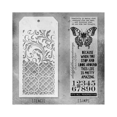 Tim Holtz Mixed Media Stamp and Stencil - Perspective Set #15