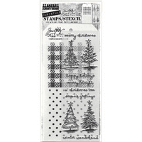 Tim Holtz Mixed Media Stamp and Stencil - Scribbly Christmas Set #78