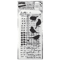Tim Holtz Mixed Media Stamp and Stencil - Silhouette Birds Set #82