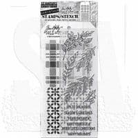 Tim Holtz Mixed Media Stamp and Stencil - Sketch Greenery Set #32