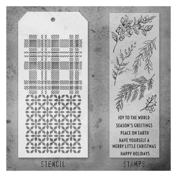 Tim Holtz Mixed Media Stamp and Stencil - Sketch Greenery Set #32