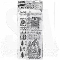 Tim Holtz Mixed Media Stamp and Stencil - Snarky Cat Christmas Set #34