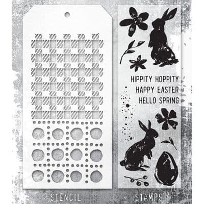 Tim Holtz Mixed Media Stamp and Stencil - Spring Shadows Set #63