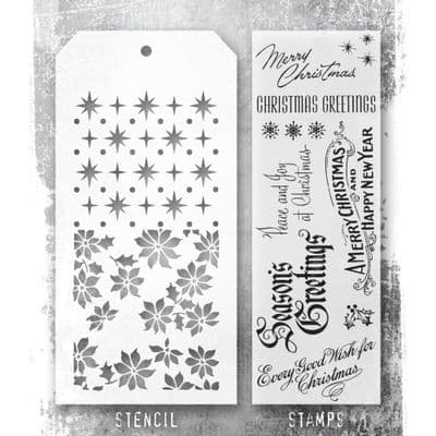Tim Holtz Mixed Media Stamp and Stencil - Vintage Christmas Set #80