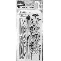 Tim Holtz Mixed Media Stamp and Stencil - Wildflower Silhouettes Set #59