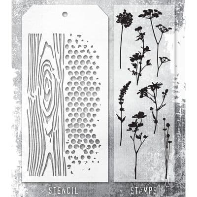 Tim Holtz Mixed Media Stamp and Stencil - Wildflower Silhouettes Set #59