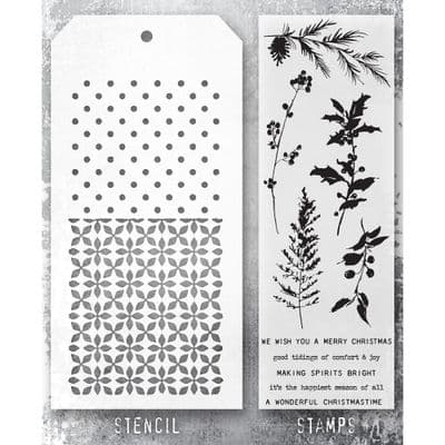 Tim Holtz Mixed Media Stamp and Stencil - Winter Watercolor Set #55