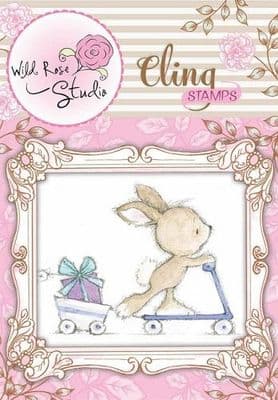 Wild Rose Studio - Bunny on Scooter - Clear Stamp