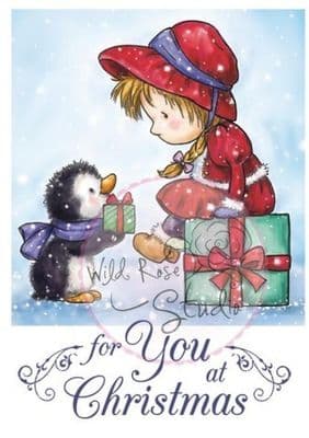 Wild Rose Studio - Girl and Penguin – Clear Stamp