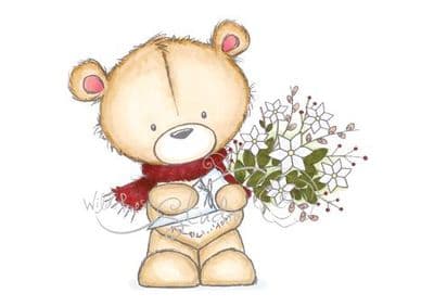 Wild Rose Studio – Milton with Bouquet – Clear Stamp – CL100