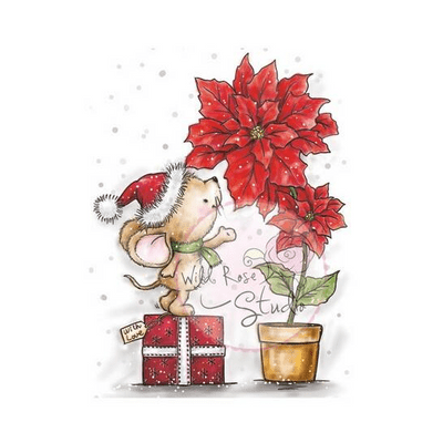 Wild Rose Studio - Mouse and Poinsettia – Clear Stamp