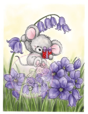 Wild Rose Studio - Mouse on Bluebell – Clear Stamp