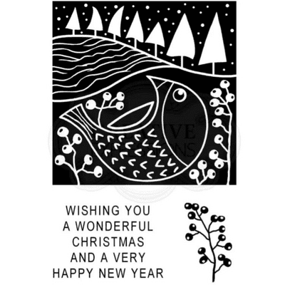 Woodware Clear Singles Stamp - Lino Cut Chubby Robin