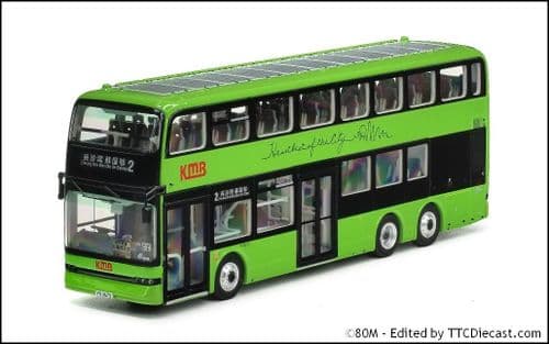 80m KMB2023013 KMB Kowloon Motor Bus BYD B12D Rte 2 1:76 Scale