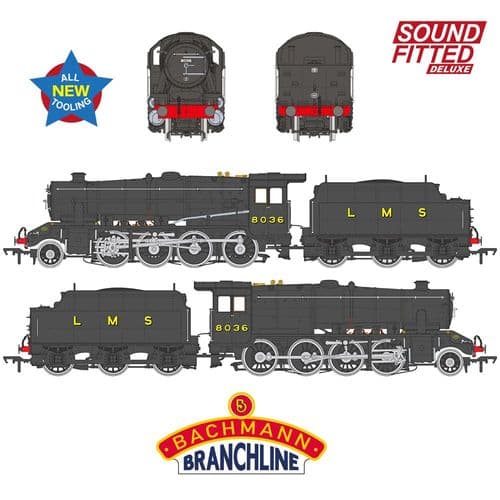 Bachmann 35-225SFX LMS 8F Riveted Tender 8036 LMS Black (DCC SOUND) DELUXE OO Gauge *PRE ORDER £322.96*