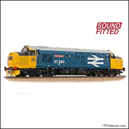 Bachmann 35-309SF Class 37/0 Centre H/Code 37260 'Radio Highland' BR Blue (LL) - OO Gauge