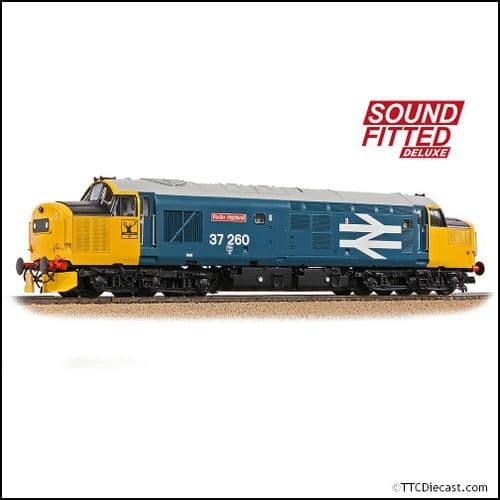 Bachmann 35-309SFX Class 37/0 Centre H/Code 37260 'Radio Highland' BR Blue (LL) - OO Gauge