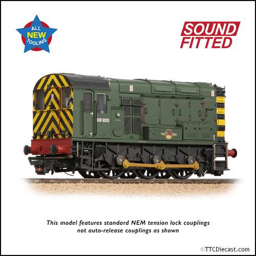 Bachmann 35-926SF Class 08 08923 BR Green (Wasp Stripes) [W] OO Gauge - PRE ORDER £284.71