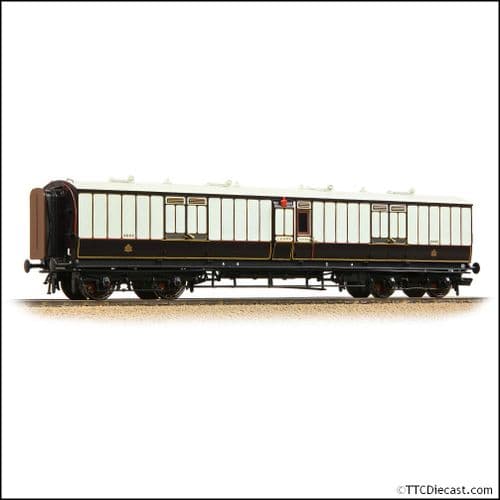 Bachmann 39-890 LNWR 50ft Arc Roof Full Brake LNWR Dark Claret & White, OO Gauge