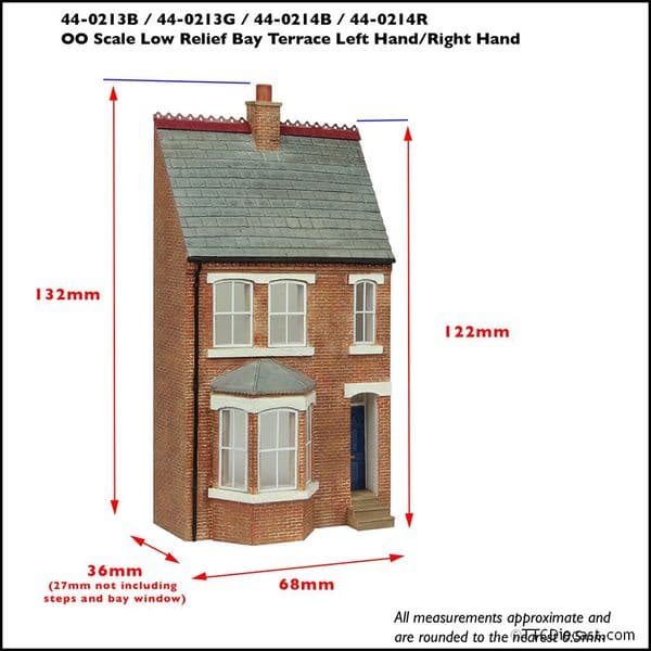 Bachmann 44-0213B Low Relief Left Hand Bay Terrace Blue - OO Gauge