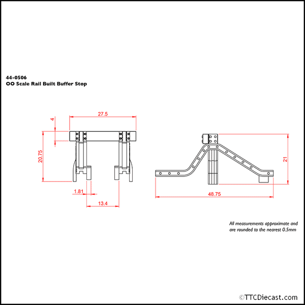 Bachmann 44-0506 Rail Built Buffer Stops (x2), OO Gauge