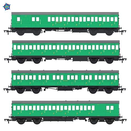 Bachmann E86022 LBSCR 54ft 'Isle of Wight' 4-Coach Pack SR Malachite Green OO Gauge *PRE ORDER £229.46*