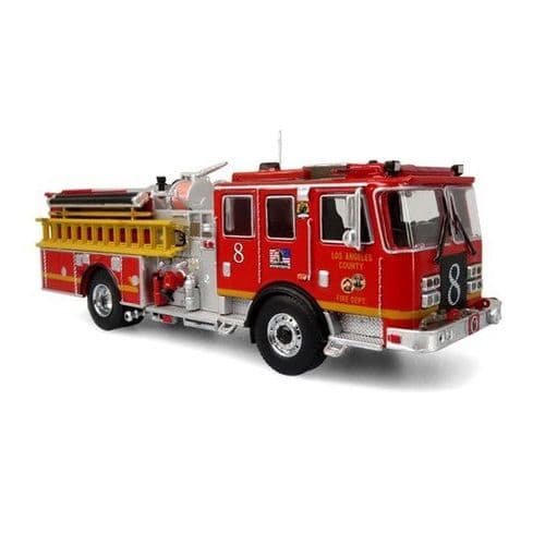 Iconic Replicas 640455 KME Predator Fire Engine: LACFD L.A County Fire Dept Engine 8, 1:64 Scale